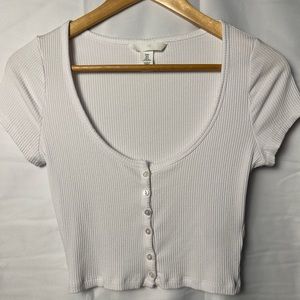 H&M Cropped White Button Shirt NWOT